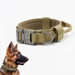 Tactical Dog Collar, High-Strength Nylon Training Collar with Handle, Suitable for German Shepherds and Labradors, Multiple Colors Available