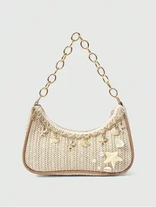 Women's Pearl Shell Starfish Woven Shoulder Bag, Handcrafted Bag, Casual Boho Beach Bag, Perfect for Daily Use and Travel Essentials, Unique Bags