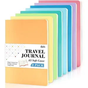8 Pack Soft Cover Journal Bulk, Notebooks College Ruled for Work, Lined Travel Journal for Students Women, Note Taking Notebook School Supplies Business Writing, 8.2” x 5.5”, A5, Pastel Colors