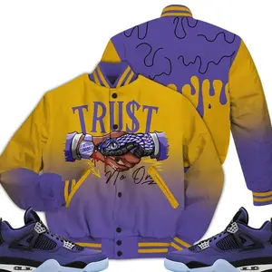 Retro 4 Lakeshow Varsity Jacket, Lakeshow 4s Outfits, Snake Trust No One Unisex T-Shirts To Match Sneakers, Streetwear Style Urban