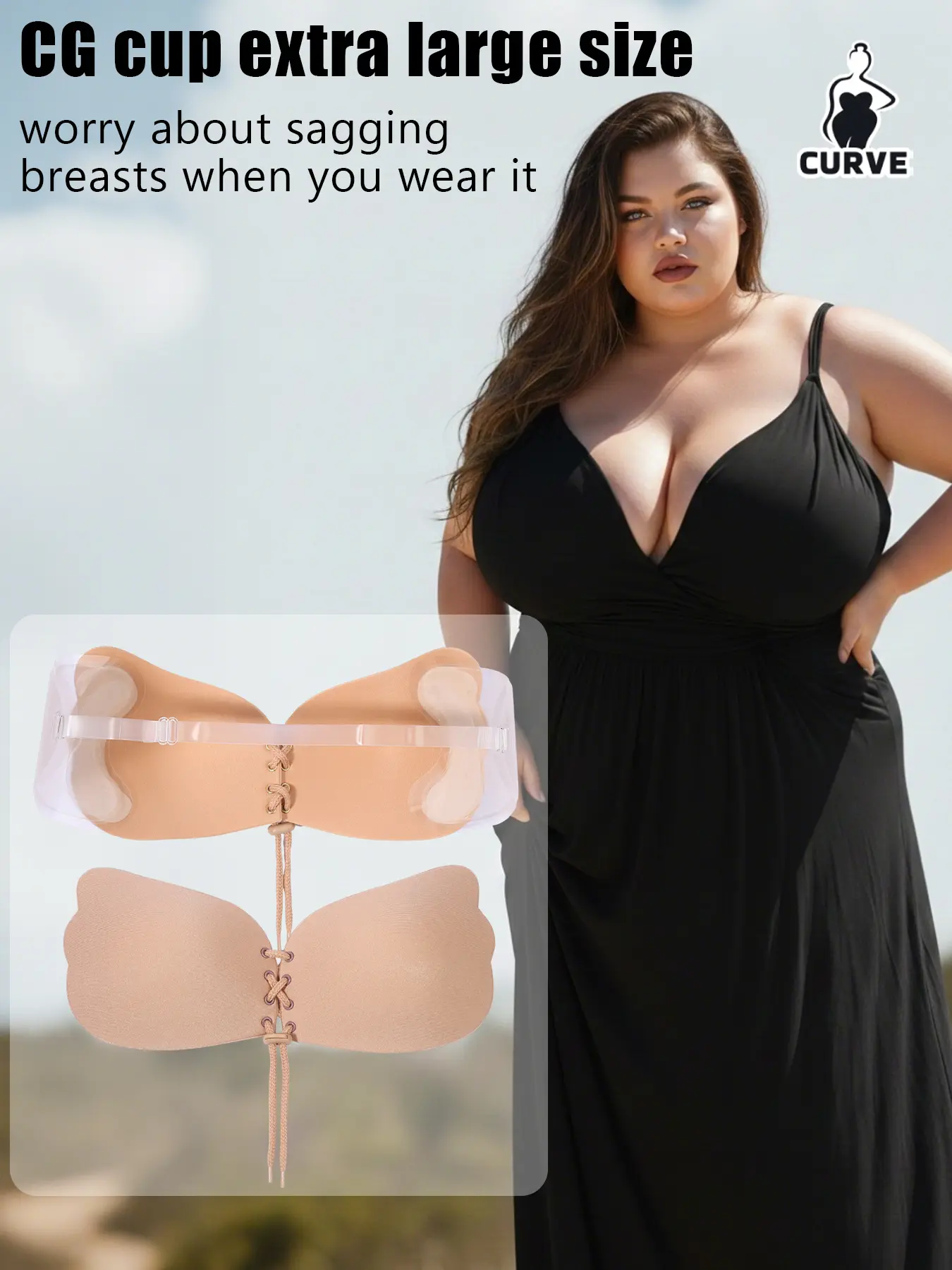 1Pairs Plus Size Sticky Anti Sagging Bra Strong Push Up Lift for Sagging Breasts Invisible Adhesive Bra Cup Elegant Underwear Womenswear for Backless Dress Deep V Gown Beach Party Summer Outfits Valentine Gift