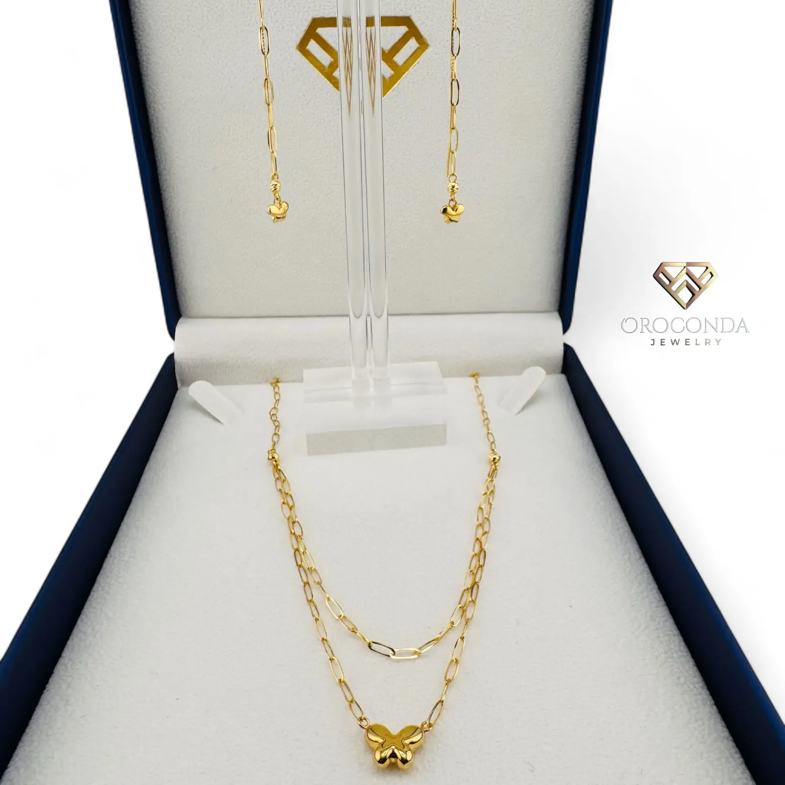 Gargantilla y Aretes 14k