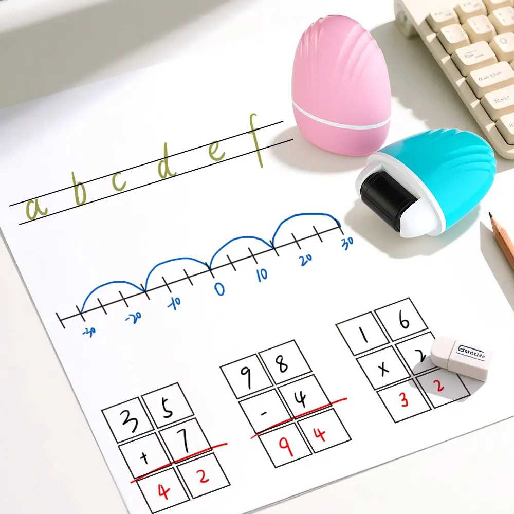 Rolling Dual Line Grid Stamp, Math Correction Tool, Word Practice Teaching Aid, Ideal for Students and Teachers, Enhances Learning Efficiency, Math Practice Stamps