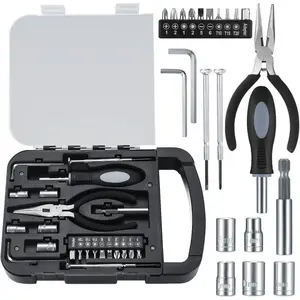 Factory transparent cover portable tool set of 22 pieces, suitable for home use, ideal for promotional gifts, and a complete hardware tool set.