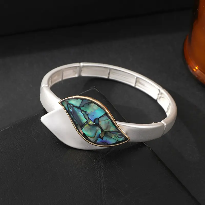 New vintage metal patch hand accessory - colorful leaf bracelet - exclusive for Europe and America in fashion style - open-ended wristband