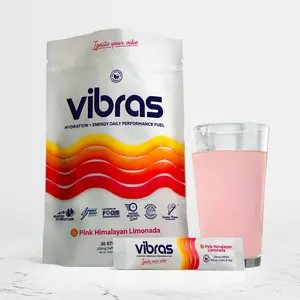Vibras Hydration and Energy Drink Mix, Electrolytes plus 100 mg Caffeine, Zero Sugar, Pink Himalayan Limonada, 30 Sticks