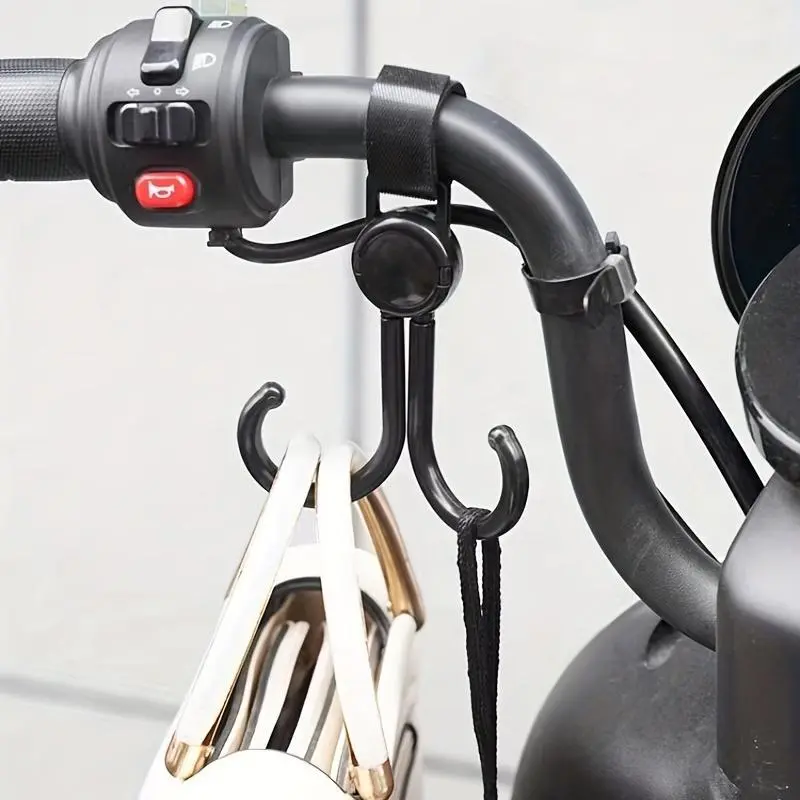 1pc Universal Electric Bike Hook, Strong Load-bearing Rotatable Hanging Hook, Dual-Hook Hanging Storage Hook, Baby Stroller Bag Hanging Hook, Universal Hook Accessories, Strap Fixing, Stroller Hooks