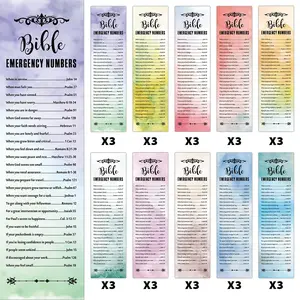 30 Pcs Watercolor Christian Inspirational Bible Bookmark Set, Religious Scripture Bookmarks, emergency numbers, Welcome Thankyou Gift, Church Sunday School Supplies