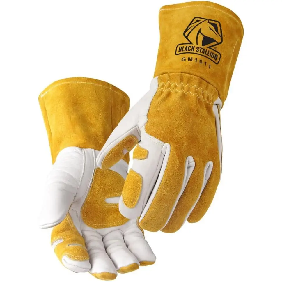 Black Stallion Revco GM1611 Top Grain Leather Cowhide mig Welding Gloves with Reinforced Palm & Thumb and Index Finger for Extra Protection (Large), Tan