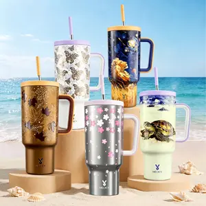 MEOKY Hot Sale 40oz Tumbler with Handle, Vacuum Insulated Stainless Steel, Leak-Proof Travel Mug with Straw, Non-Slip Base, Car Friendly, BPA-Free