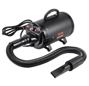 VEVOR Dog Dryer, 2800W/4.3HP Dog Blow Dryer, Pet Grooming Dryer with Adjustable Speed and Temperature Control, Pet Hair Dryer with 4 Nozzles and Extendable Hose, Black