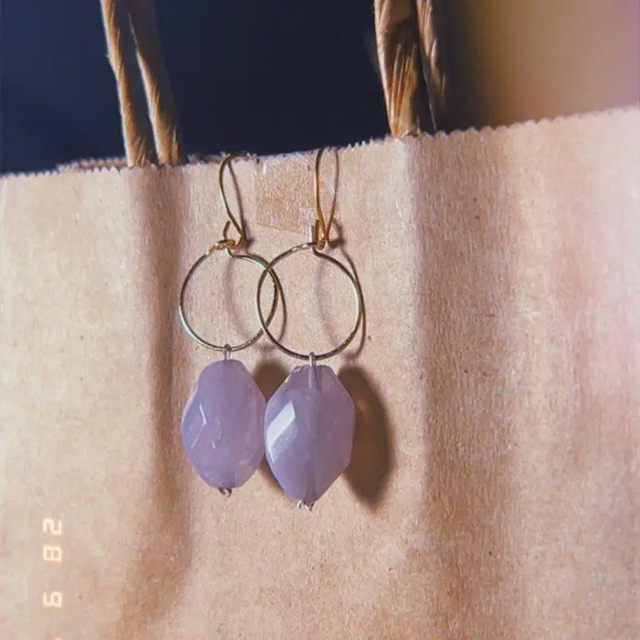 Light Purple Beaded Earrings with Dangly Hooks for Daily Wear Elegant Fashion Accessory