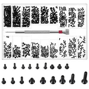 500 count  Screws   Repair Screw Kit M1.2/M1.4/M2.0 Small Replacement Screws Black Laptop Computer  Screw Assortment Kit with  for Glasses Watches