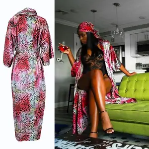 Equestrian Robe & Scarf Bundle Full Length Silky Robe Loungewear robe comfy robe