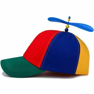 Unisex Rainbow Color Helicopter Propeller Cap Hat School Boy Fancy Dress Cap stylish hat Fun Design Unique Accessory