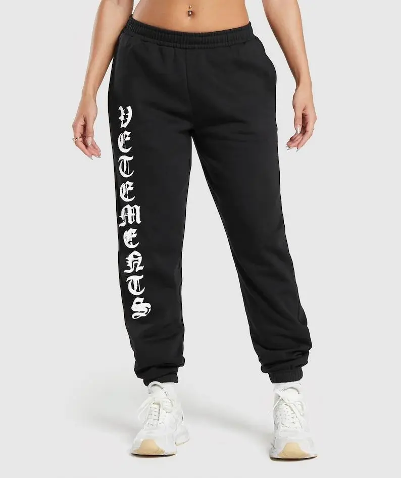 Outcasts Gothic Sweatpants, Old English Letter Graphic Pants, Heavyweight Relaxed Fit, Retro Grunge Alternative Unisex Streetwear
