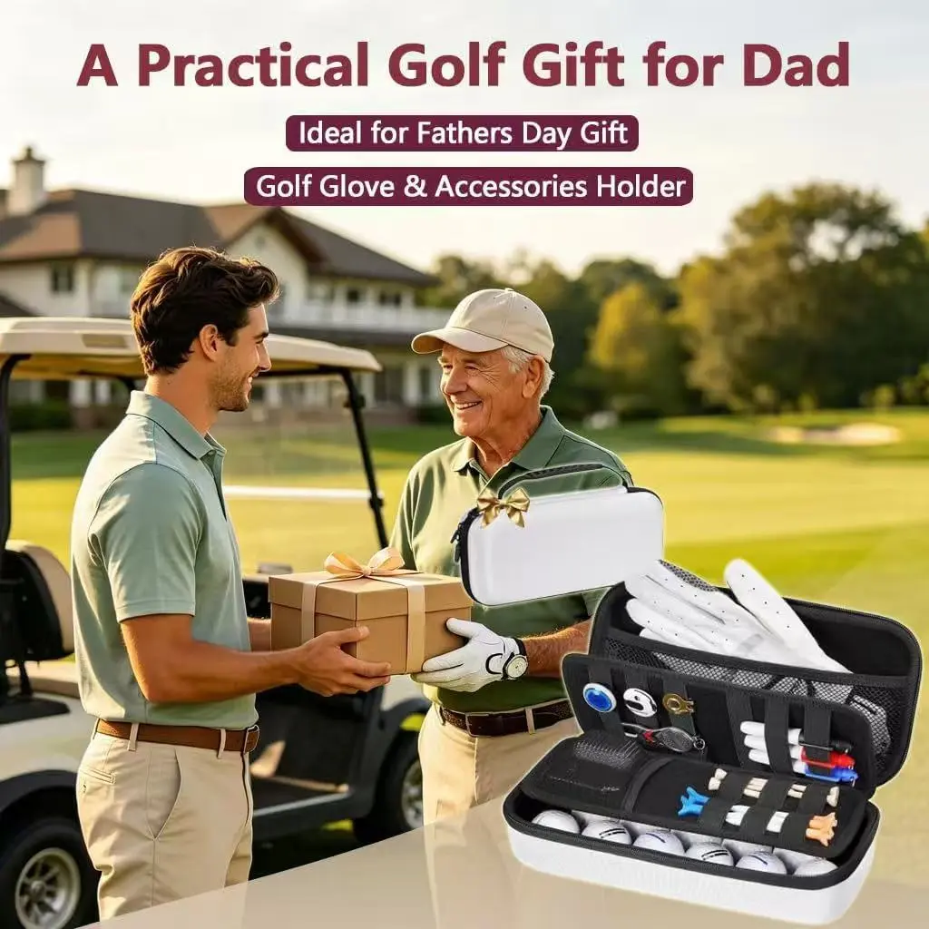 Golf Gear Hard Shell Case - Compact 12x5.5x2.5in, Includes 2 Dividers & Mesh Pocket, Organized Storage for Balls, Tees, Markers, Essential Golf Accessory, Valentine’s Day Gift for Golfers