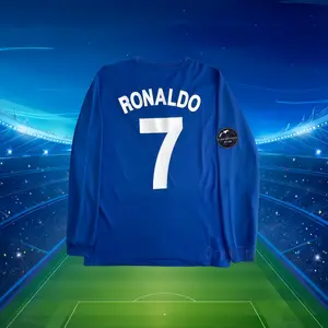 08/09 Away Blue No. 7 Ronaldo Long-Sleeve Soccer Jersey