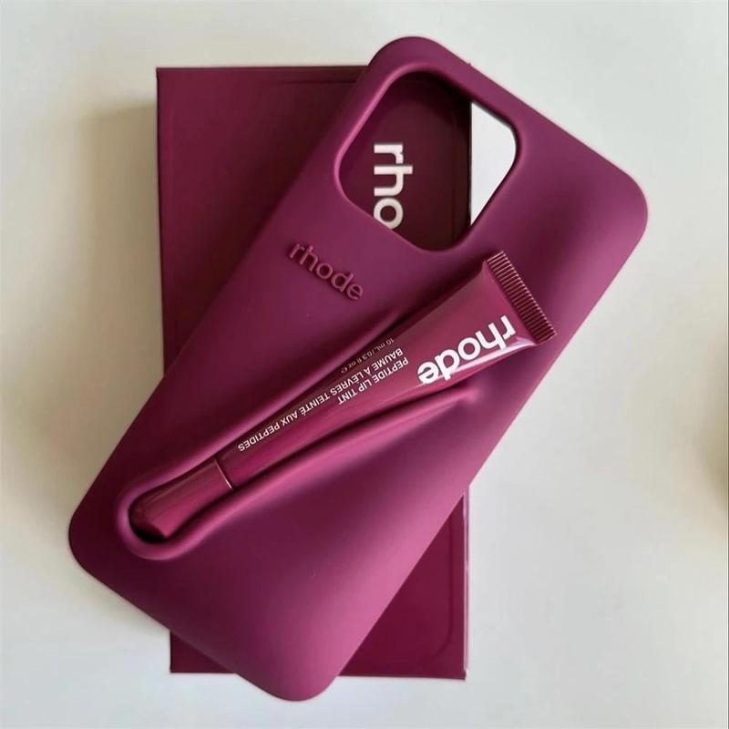 Luxury Beauty Silicone Phone Case with Integrated Lip Gloss Storage for iPhone 11 12 13 14 15 16 17 Pro Max, Stylish Protective Cover for Daily Use