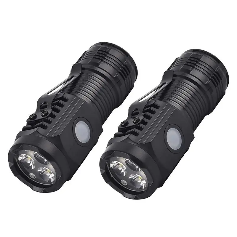 Portable LED Flashlight for Summer, Waterproof & Lightweight Flashlight with 5 Modes, Side-mounted Pen Rack, Tail-mounted Magnetic Flashlight for Camp