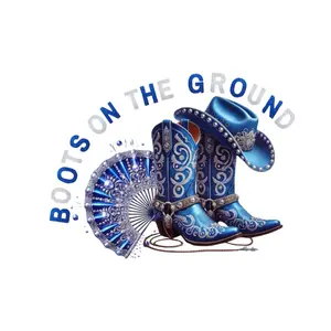 Blue Boots on Ground Prints - Blue and White Design, No Additional Accessories Included
