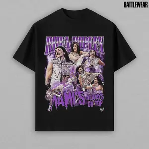 Vintage Mami Rhea Ripley WWE Women's Champion T-Shirt "Mami's Always On Top" Purple Bootleg Graphic Tee 100% Cotton Unisex Wrestling Fan Shirt WWE Event Outfit