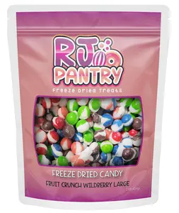 Large 1 Pound Fruit Crunch Freeze Dried Candy - Wildberry Flavors Strawberry Melon Cherry Raspberry (16 oz) Pouch RJ Pantry Snacking Gifting