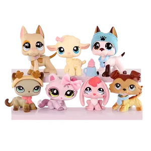 7 PC Mini Pets, Great Dane Lamb Cat Bunny Collie Animal Figure Bobble Head for Kids Collectable Birthday Easter Gift