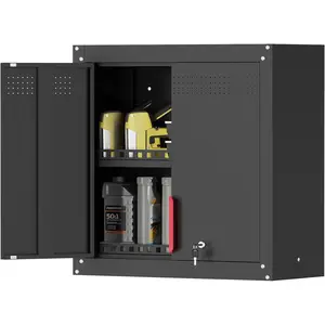 Metal Garage Wall Cabinet with Lockable Doors,26" Tall Wall Cabinet with Adjustable Shelf,Garage Storage Cabinets Shelf with Anti-Fall Rails for Storage Room