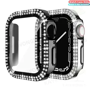 KAYKWONG'S Double Row Simulated Diamond Design Watch Screen Protector Case f or Iwatch Series 9/8/7/6/5/4 Ultra, Durable Protection for 49mm-41mm Models