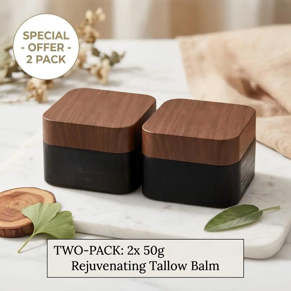 Rejuvenating Tallow Balm 2 Pack - All Natural Organic Face Moisturizer for Glowing Skin (50g / 1.76 oz Each)