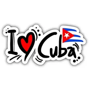I Love Cuba Weatherproof Sticker for Car - Includes Flag Design and Heart Shape