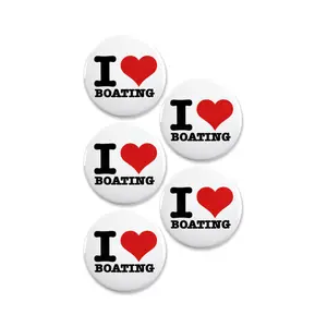 5 Pack - I "Heart" Love Boating Pinback Buttons - 2.25 Inch