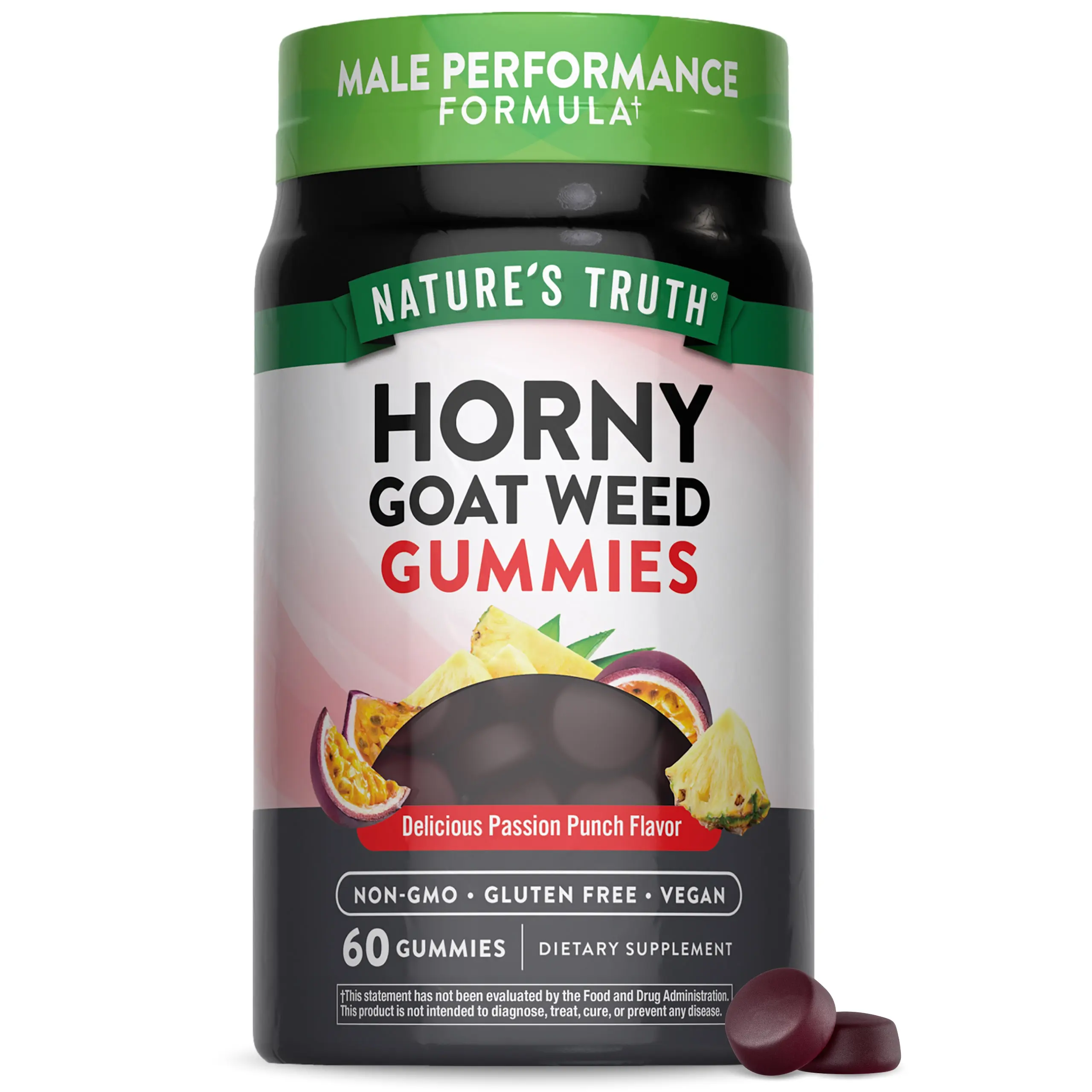 Nature's Truth Horny Goat Weed Gummies - 60 Count - with Maca Root - Vegan, Non-GMO & Gluten Free Supplement For Men