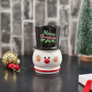 Christmas Snowman Ceramic Vase, Bohemian Style Decorative Planter for Succulents & Hydroponics, Perfect for Holiday Parties, Weddings, Home & Dining Table Decoration