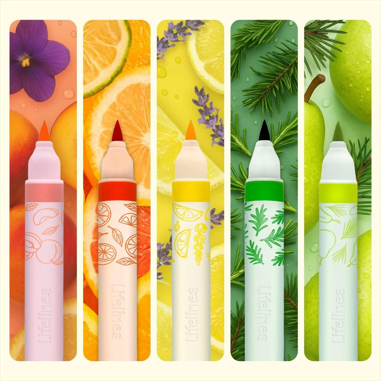 Lifelines Double-Sided Scented Markers & Highlighters with Essential Oils, 10-Color Set, Vibrant Brush Tips on Both Ends, Office Stationery Coloring & Writing Tool
