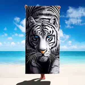 1pc Bohemian Look Tiger Print Beach Towel - Soft, Breathable, Quick Drying for Ultimate Vacation Comfort, Essential Beach Accessory