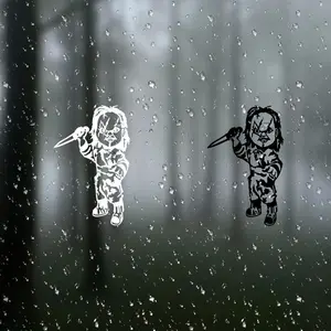 Chucky Vinyl Sticker Decal for Car Rear Window Bumper, Kids Game Horror Movie Doll, Durable Adhesive Material for Doors Windows Laptops Bags Furniture, Sticker For Cars