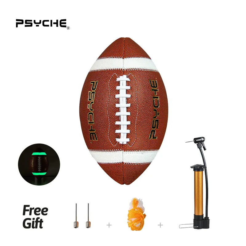 PSYCHE Standard Size American Football Glow American Durable Football Rugby Official Size Rugby, Size 9 Rugby Ball Sports For Rugby Training &Games reflective  ball,Christmas Gift