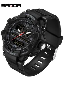 Brand Outdoors Design Sports Watches For Men Waterproof, Dual Display Digital Men's Quartz Wristwatches, Alarm Clock Stopwatch Week Date Multifunction Fashion Analog Man Watch, Sporty Waterproof Watch, Ideal for Holiday Birthday Gifts