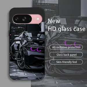 Black Racing drop-resistant glass phone case suitable for [Google Pixel 9] protective film full cover protective glass back panel skin-friendly feel 995