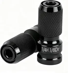 2PC 3/8" to 1/4" Impact Wrench Adapter, Quick Release Bit Holder, Cr-Mo Steel with Black Phosphate Finish, for Impact Driver, Ratchet & Power Tools