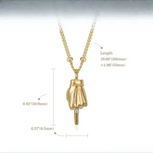Gold Plated Hand Pendant Necklace for Women, Dainty Cubic Zirconia Charm Chain, Trendy Statement Jewelry Gifts