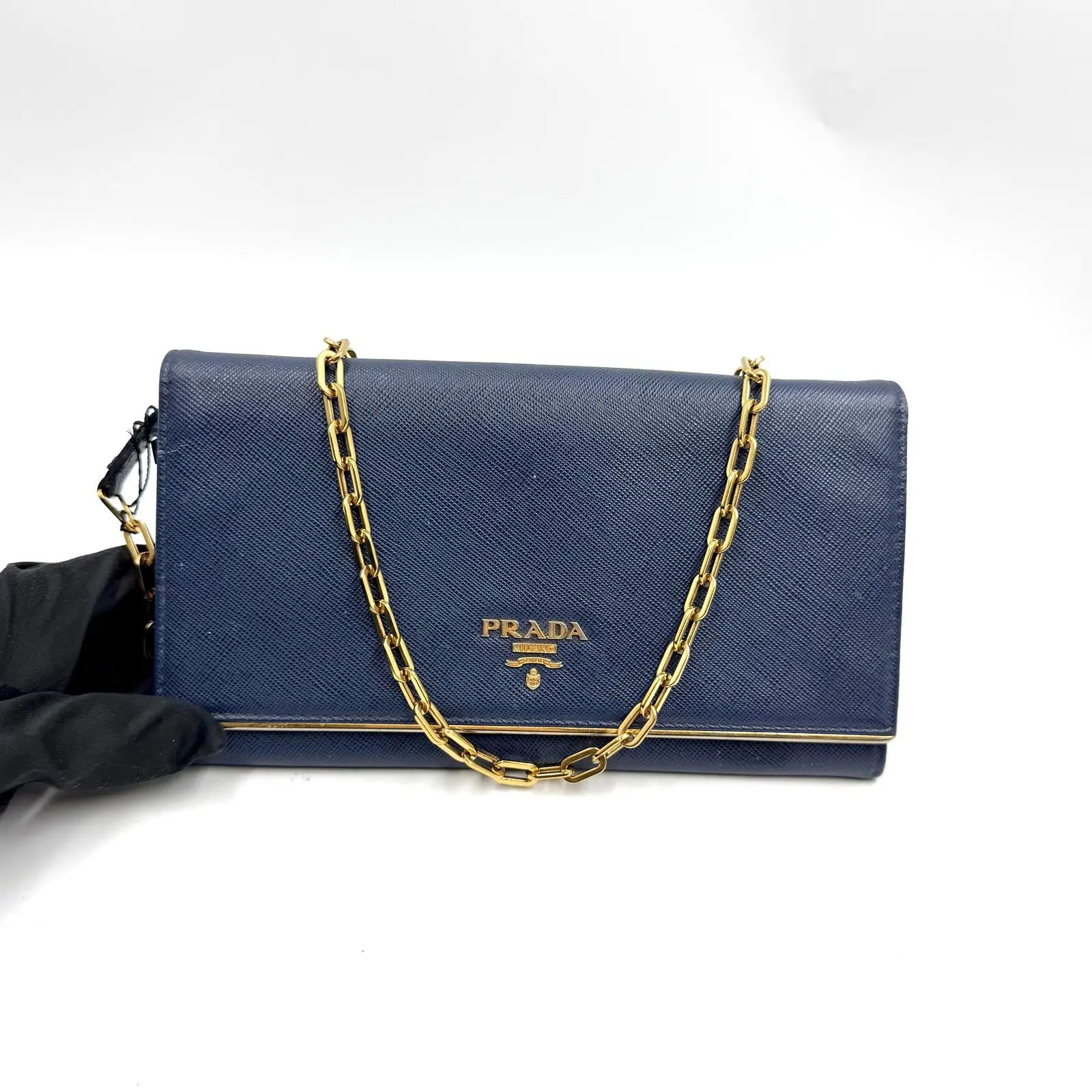 Pre-owned PRADA AS SHOWN Clutches & Wristlets HZ 3981 Saffiano Metal Wallet on Chain 26.04.30
