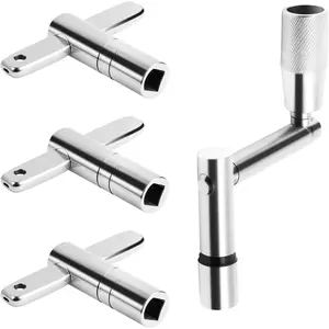 Drum Key Set of 4 - 3 Standard Square Lug Drum Tuning  + 1 Fast Rotary Tuning Key, Universal Stainless Steel Drum Tuner Kit for All Drummers