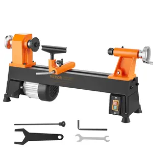 VEVOR Tabletop Wood Lathe, Dimensions 10x18 inches, Motor Strength 0.5 HP 370W, Offers Wood Crafting with 5 Adjustable Speeds ranging from 780 to 3840 RPM, Includes Rod Injection, Wrenches, Facepla