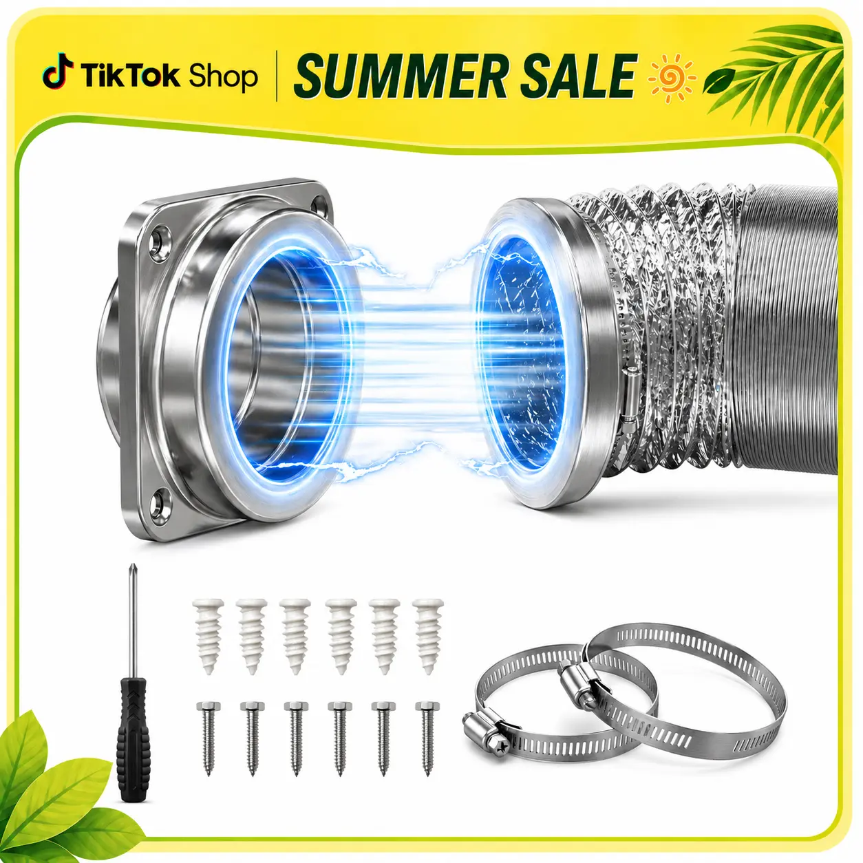 Upgrade Stainless Steel Magnetic Dryer Vent Coupling Kit DV180 with Quick Connect & Airtight Seal Dryer Vent Hose, Magnetic Dryer Vent Coupling Kit
