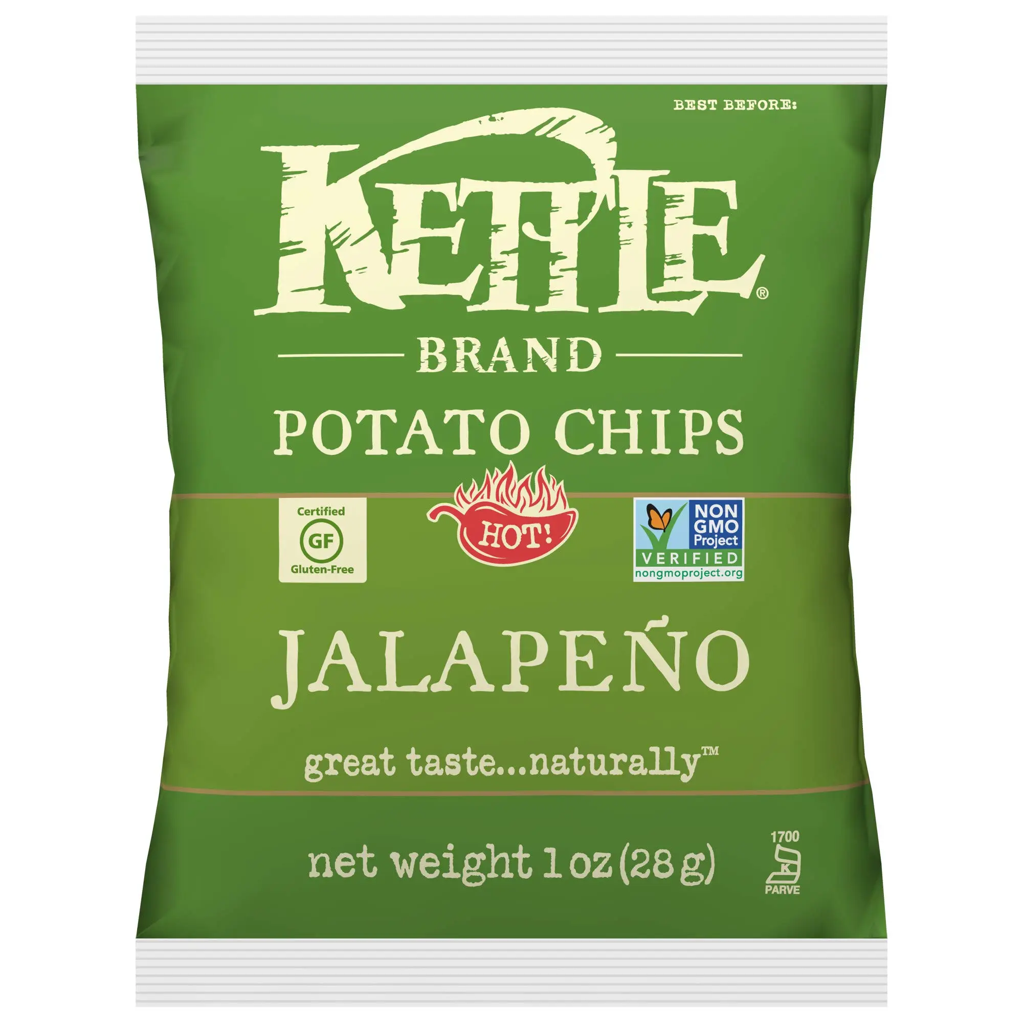 Kettle Jalapeno Potato Chips 1oz, 24 Bags