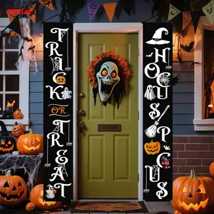 Halloween Porch Hanging Banner Set, Hocus Pocus Halloween Sign, Trick-Or-Treat Door Flag, Indoor Outdoor Party Decor, Perfect Halloween Gift, Party Decorations Banners
