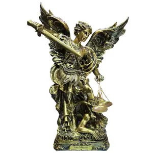 San Miguel Arcangel 16" Bronce Dorado 2902-16 Statue San St Michael Archangel Home Decor Ornaments Collectible Room Decor Religious art image, home decor, wall decor, church events, gifts